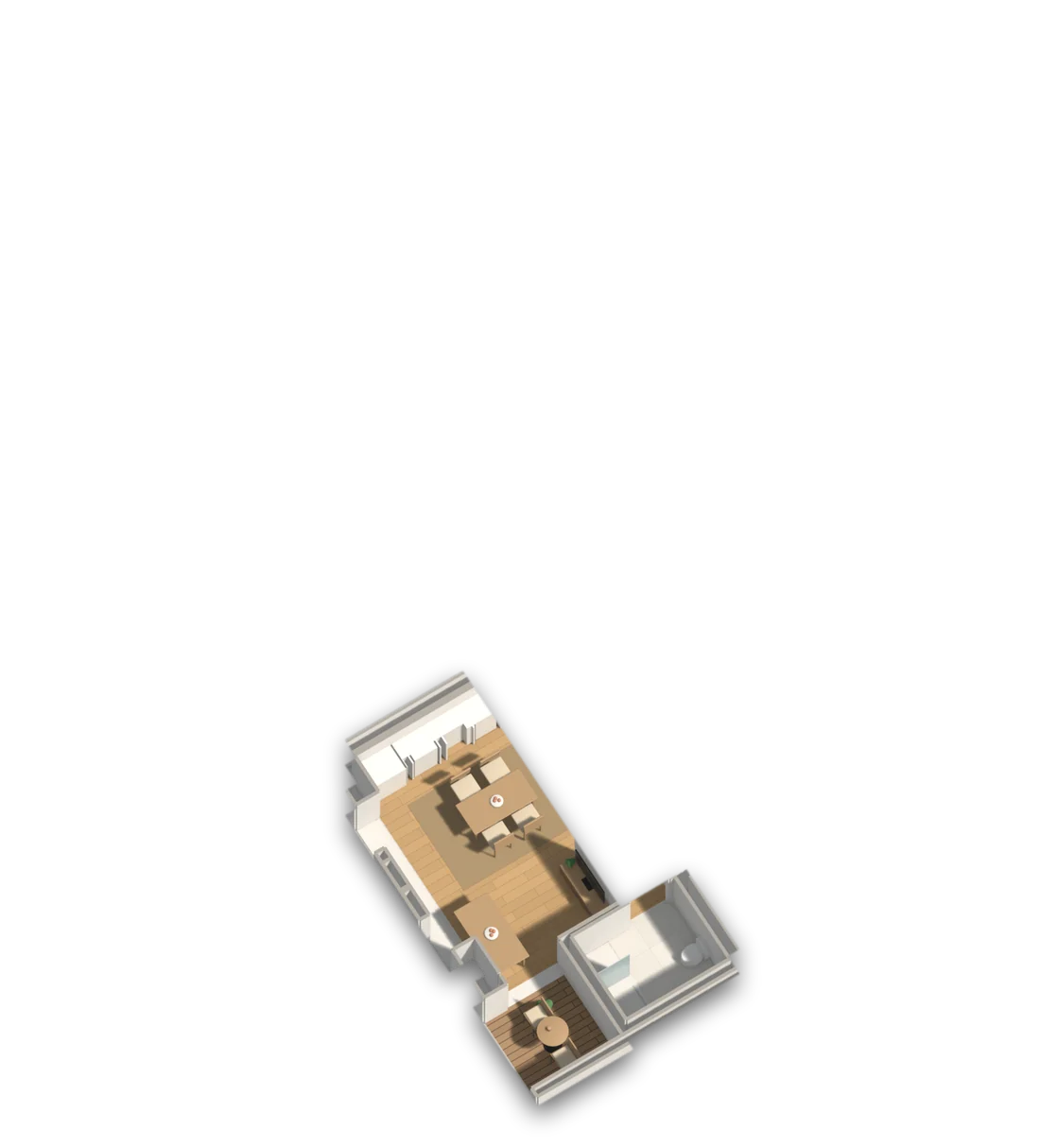 Piso 5, apartamento C, destacado na maquete do piso